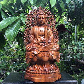 Tượng Phật A Di Đà Gỗ Hương Cao 50 Cm