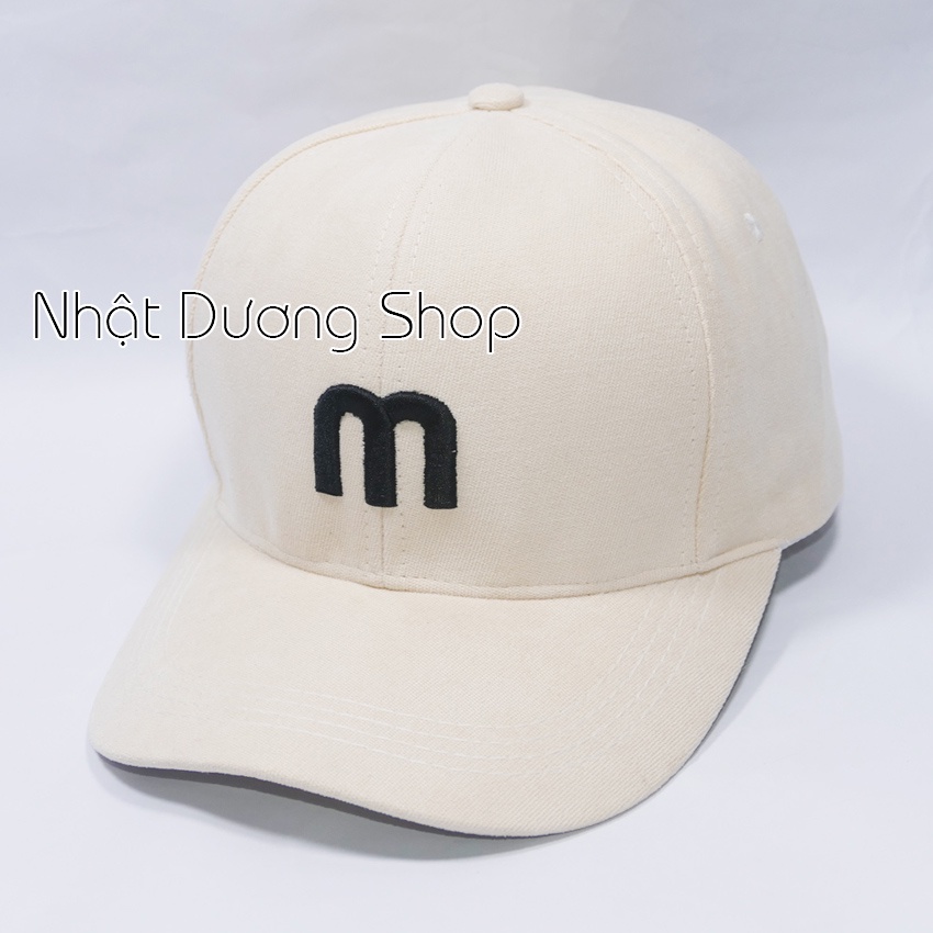 Mũ lưỡi trai ❤️ Nón kết nhung thêu chữ M phong cách Ulzzang form unisex nam nữ