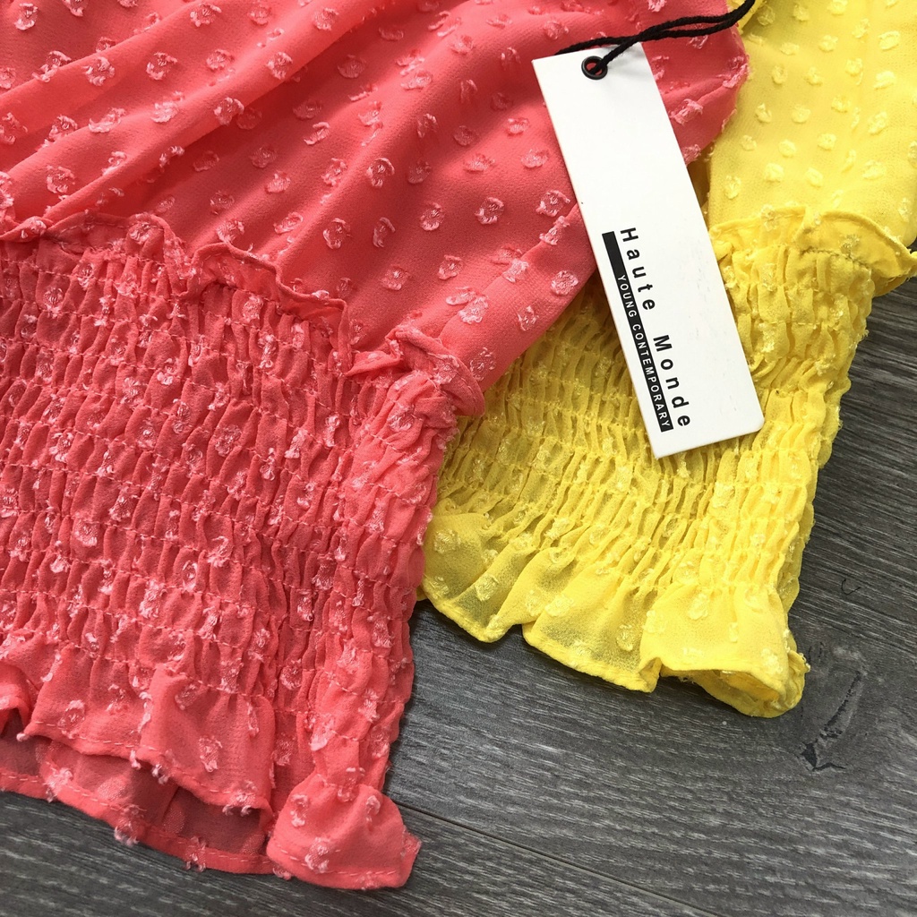 Áo sơ mi nữ tay dài HAUTE MONDE voan nổi cổ V KAMI