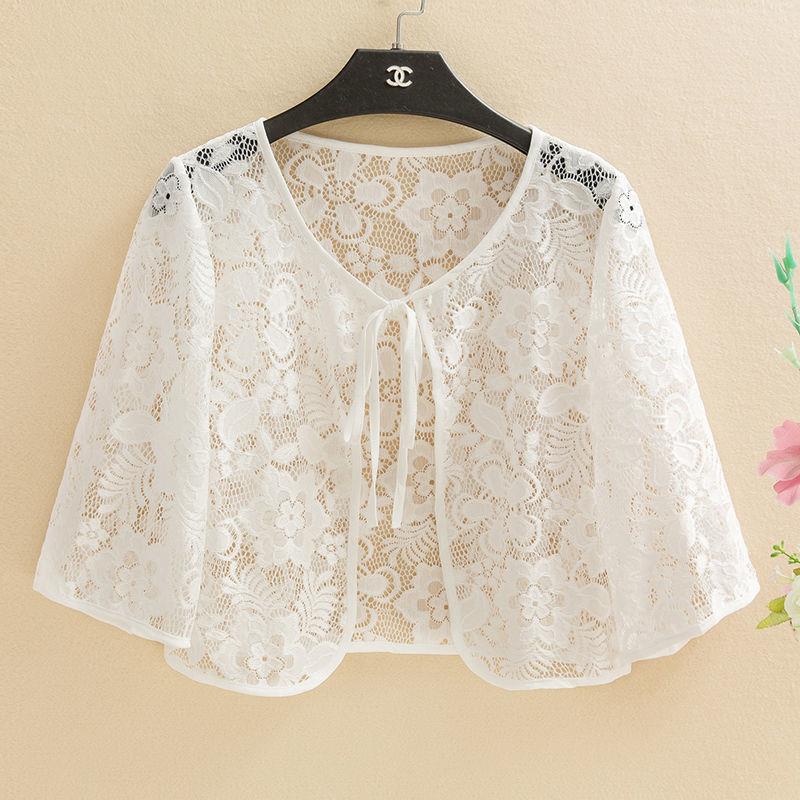 Áo Khoác Ren Cardigan Mỏng Tay Lửng Kèm Váy Ngắn Phong Cách Mới Dành Cho Nữ