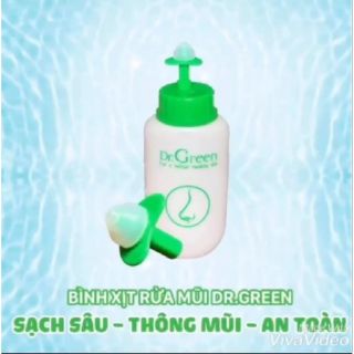 Bình rửa mũi đầu rửa silicon Dr. Green tặng muối rửa mũi lô hội