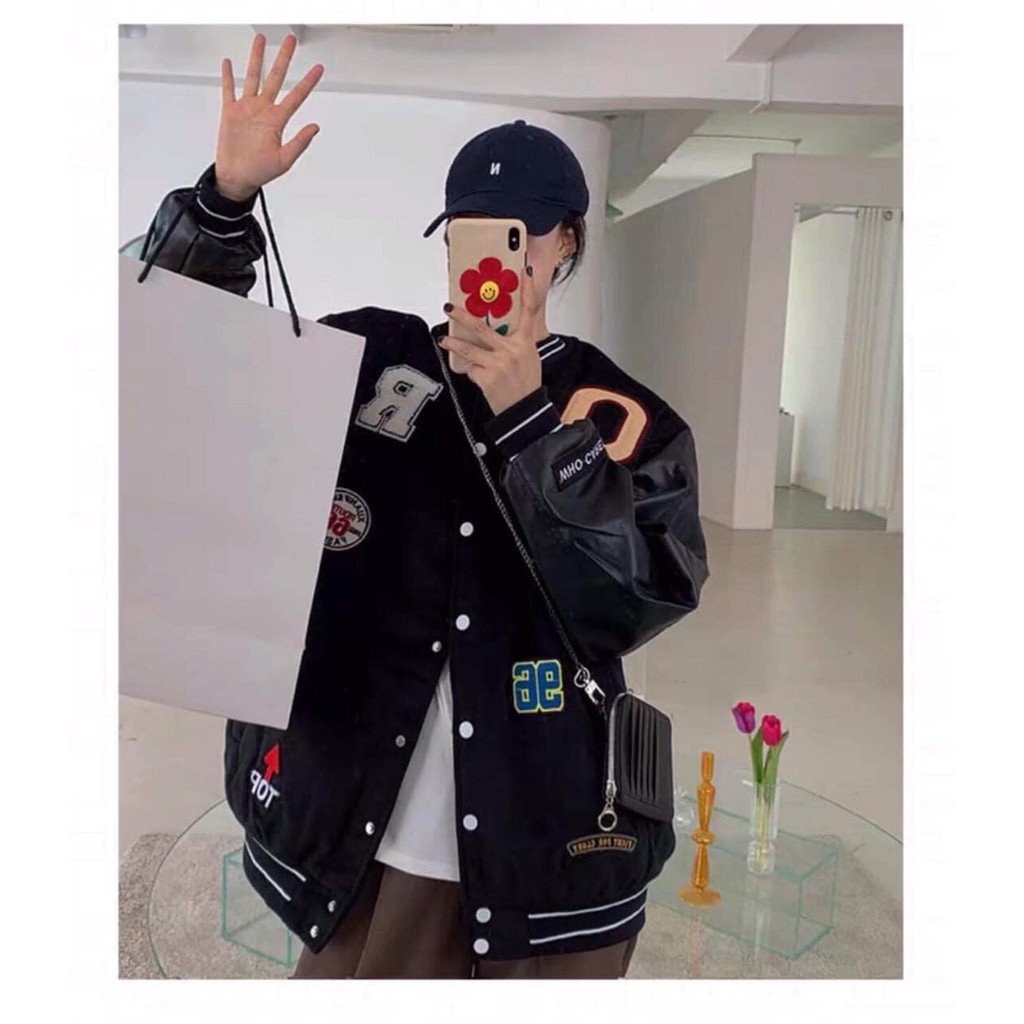 Áo Bomber Bóng Chày NY Tay Pha Da Lì Siêu Ngầu Nguyễn Hoa | BigBuy360 - bigbuy360.vn