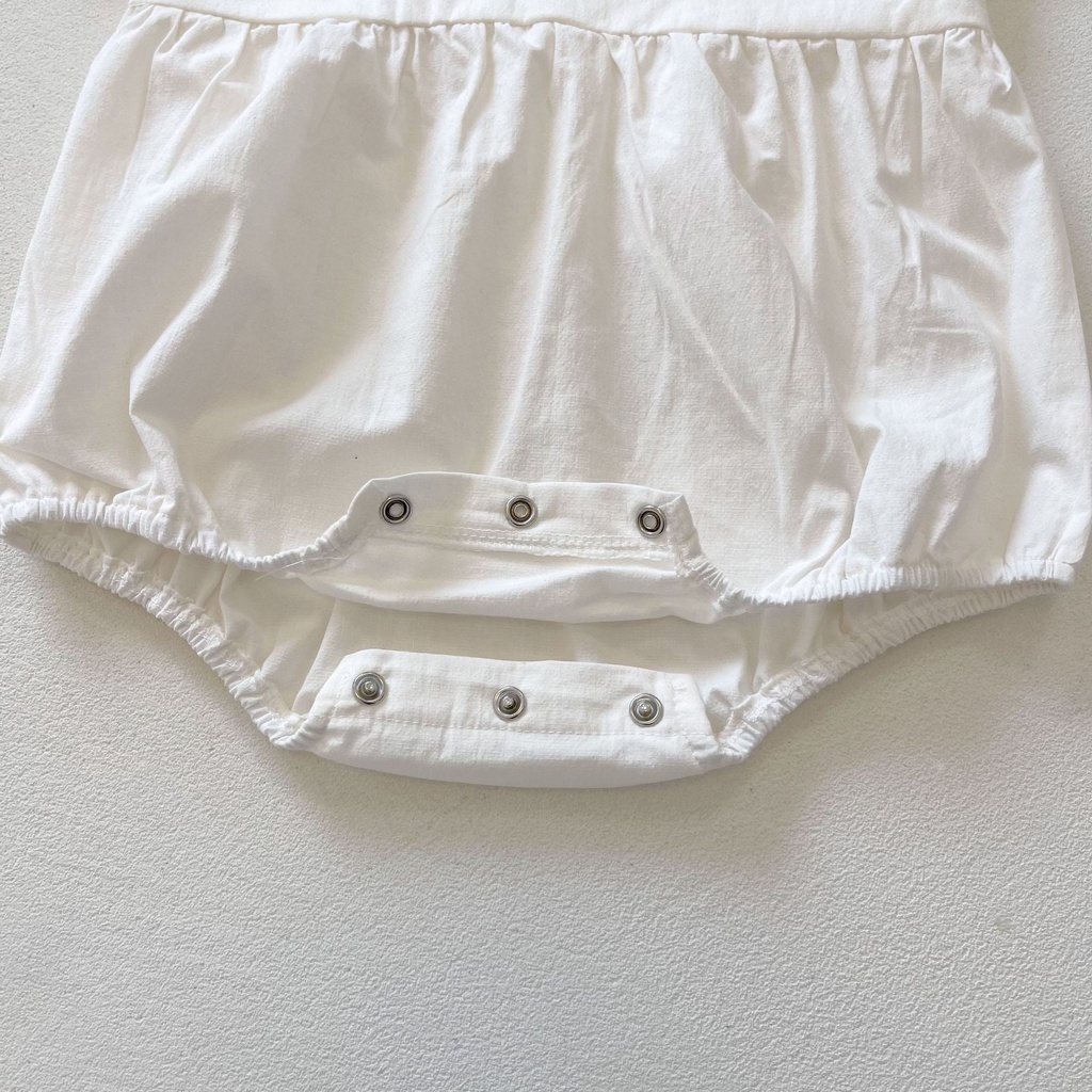 Áo liền quần tay ngắn họa tiết hoa thêu xinh xắn dành cho bé gái