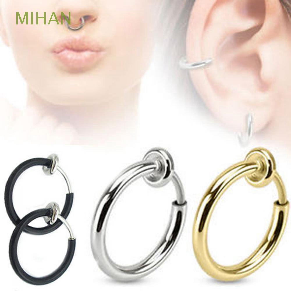 2pcs Fashion Unisex Jewelry 3 Colors Ear Clip non Piercing Ring Piercing Ring Piercing