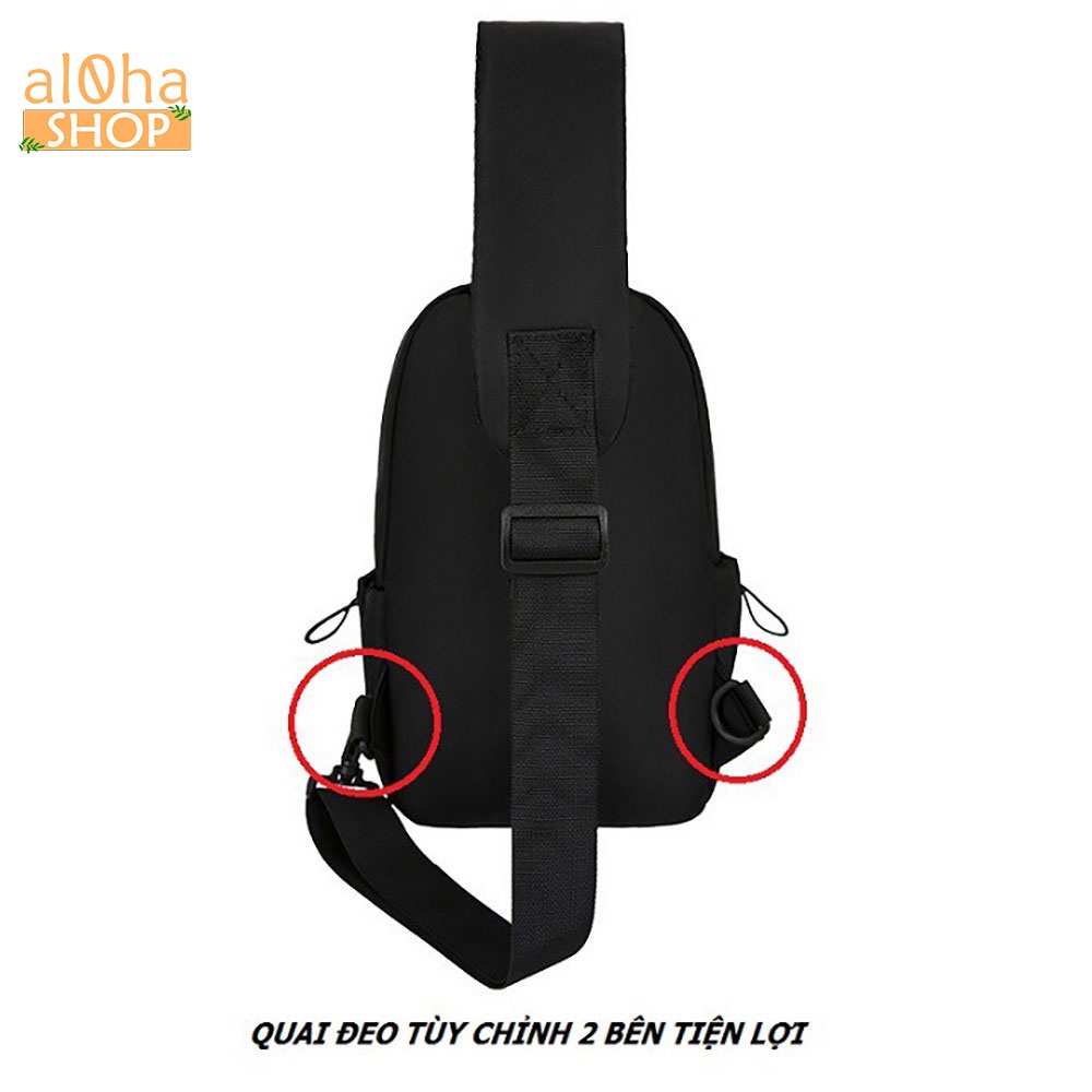 Túi đeo chéo Basic chống nước, tích hợp dây sạc USB unisex nam nữ - al0ha Shop