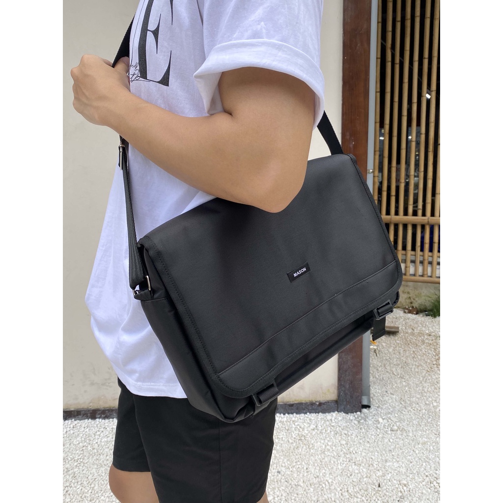 Túi đeo chéo nam nữ unisex đựng Laptop 14 inch Messenge Bag vải Oxford nhập khẩu chống thấm nước thương hiệu Mason - M27
