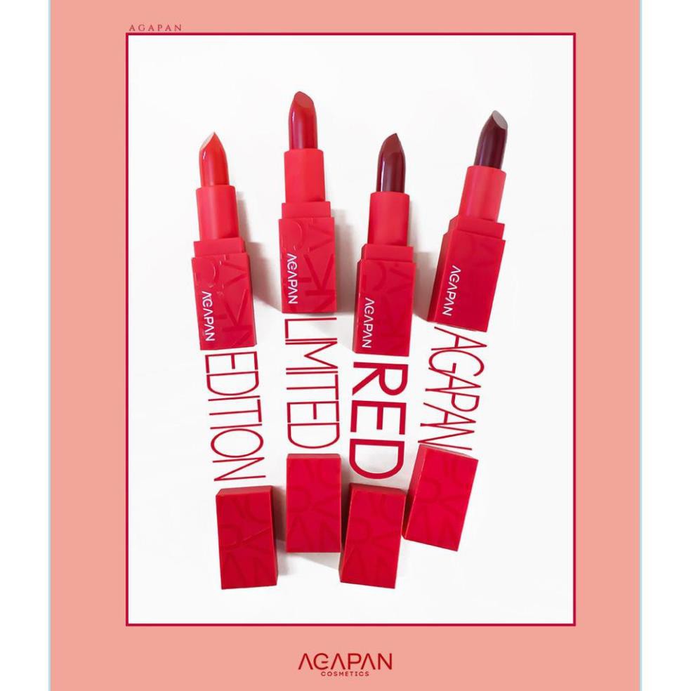 Bảng màu Son Thỏi Agapan Pit A Pat Lipstick Red (Vỏ đỏ)