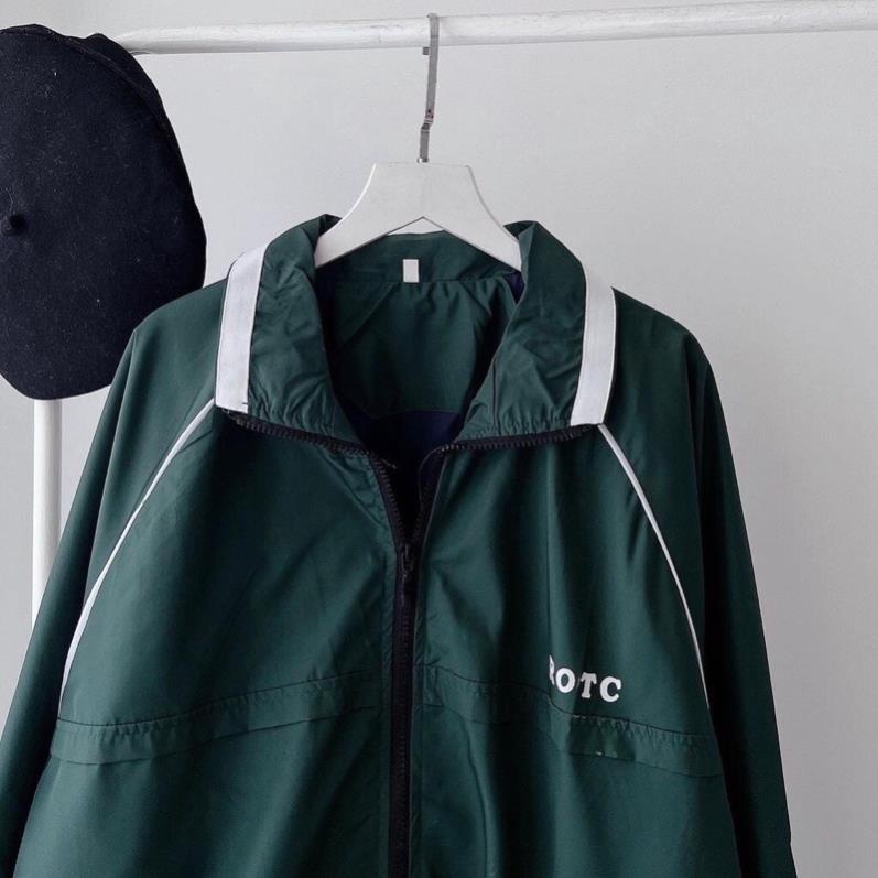 Áo Khoác Gió ROTC Màu Xanh Lá Đậm Hottrend  Unisex Form Rộng 2 Lớp(Hàng Sẵn)