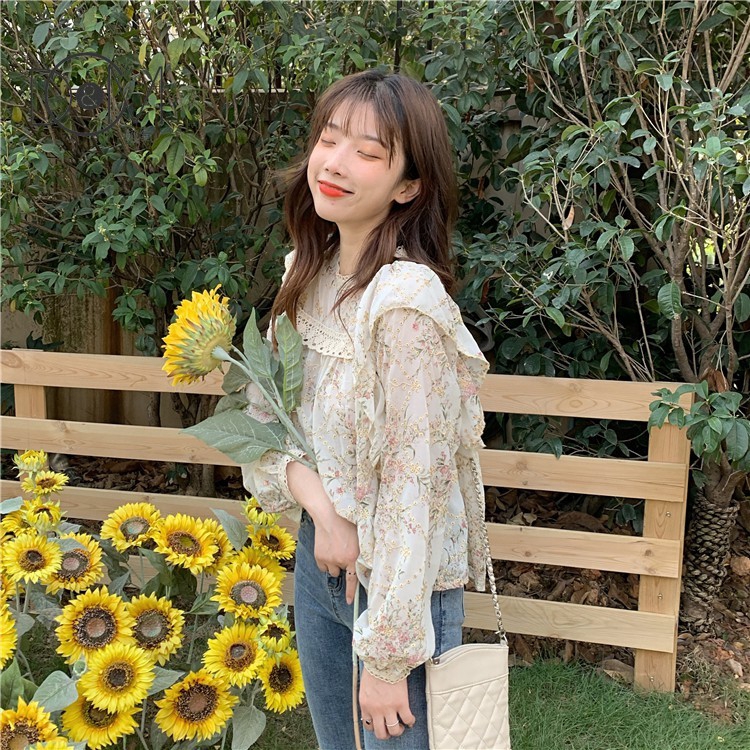 Áo Sơ Mi Dài Tay In Họa Tiết Hoa Xinh Xắn Dành Cho Nữ | BigBuy360 - bigbuy360.vn