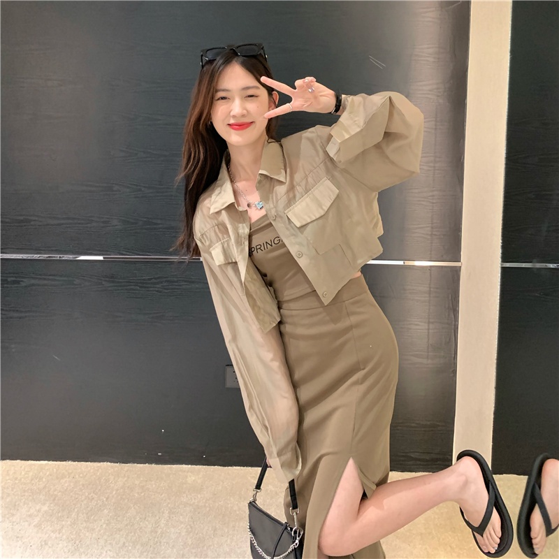 Bộ Áo Ống + Chân Váy Chống Nắng Thời Trang Mùa Hè Quyến Rũ Dễ Phối Đồ Cho Nữ