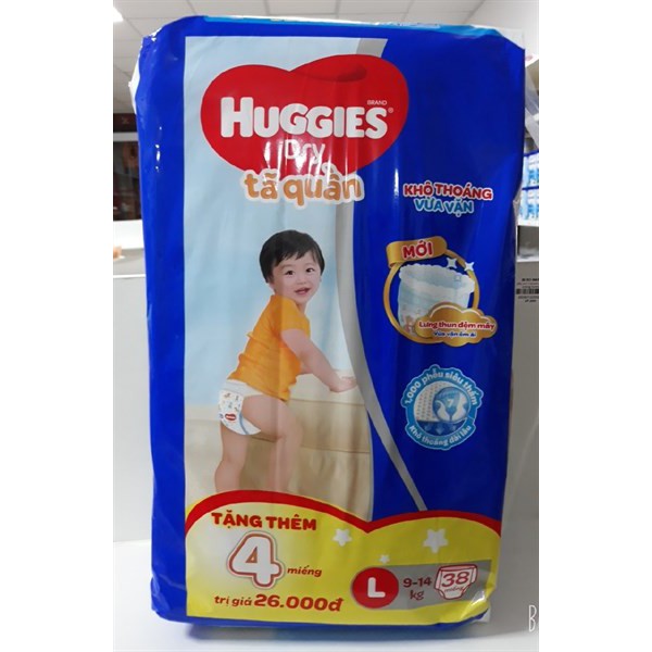 Bỉm huggies quần L38 (tặng)