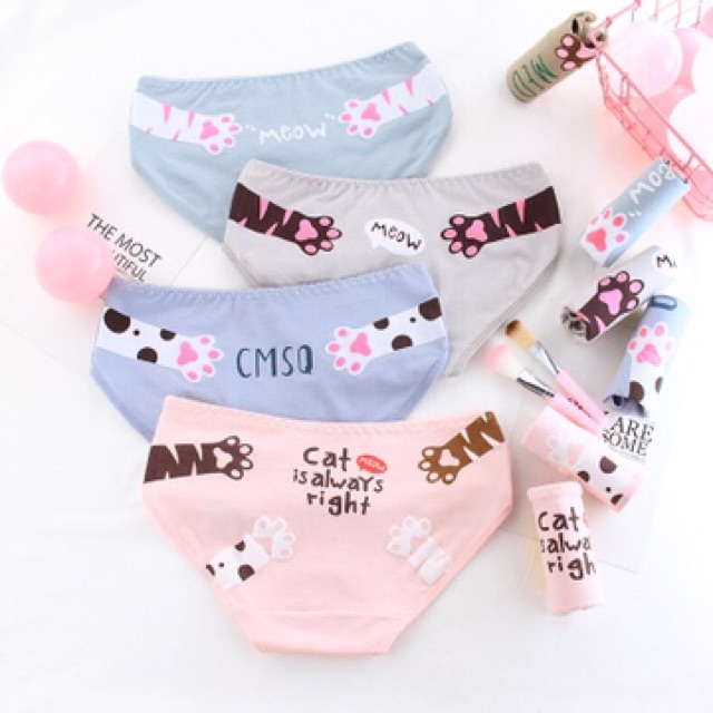 Quần Lót Nữ Cotton Meow Hoạt Hình Hàn Quốc ( QL : 188 ) Hàng Loại Đẹp.