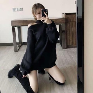 Áo len hở vai một bên hàng QC
