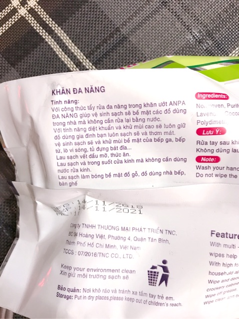 Khăn ướt đa năng khử mùi diệt khuẩn