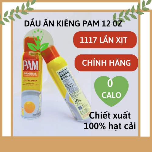 Dầu ăn kiêng Pam 12 oz dầu ăn 0 Calo chính hãng chiên xào ăn eatclean, giảm cân( chai mới) - Siêu thị thực dưỡng