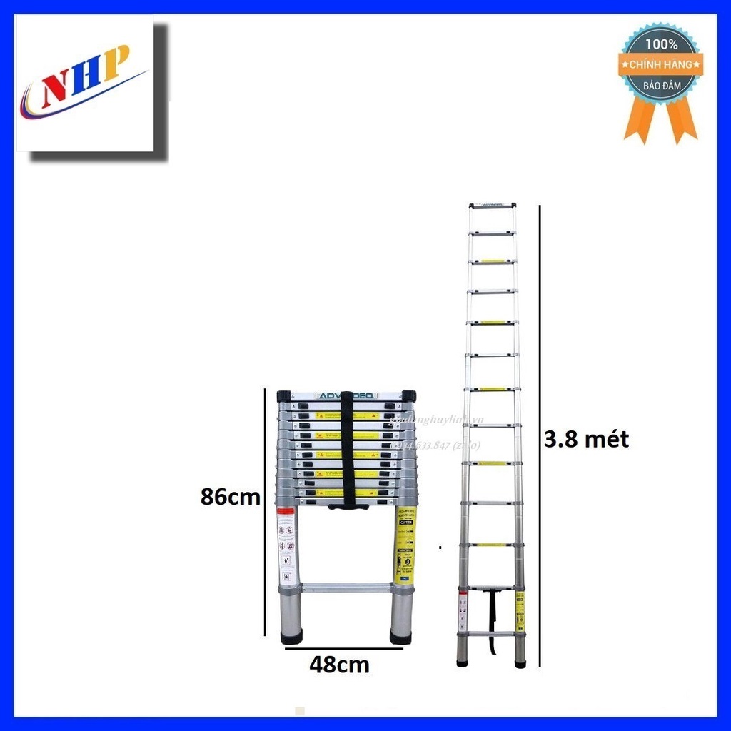 Thang nhôm rút gọn đơn Advindeq ADT212F 3m8