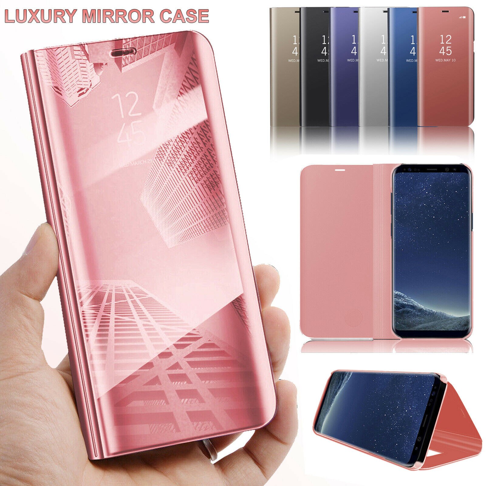 Ốp Lưng Nắp Gập Màu Trơn Có Mặt Gương Phía Trước Cho Xiaomi Note Redmi 7 6 Pro 5 Globl Redmi Go 7a K20 Pro Xiaomi Mi 9t Pro A2 Lite A1 8