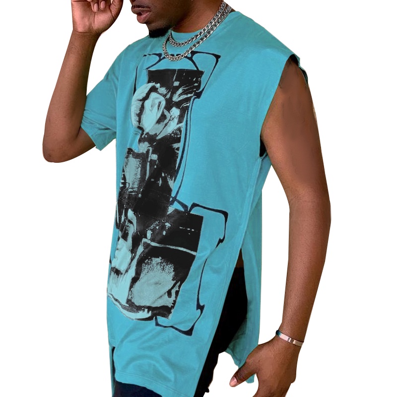 Áo sát nách Incerun tay siêu ngắn dáng rộng in hình độc lạ phong cách sành điệu cho nam