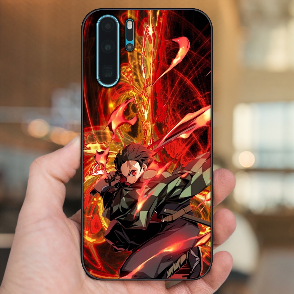 Ốp lưng Huawei P30 Pro viền đen in hình Tanjiro Kimetsu No Yaiba