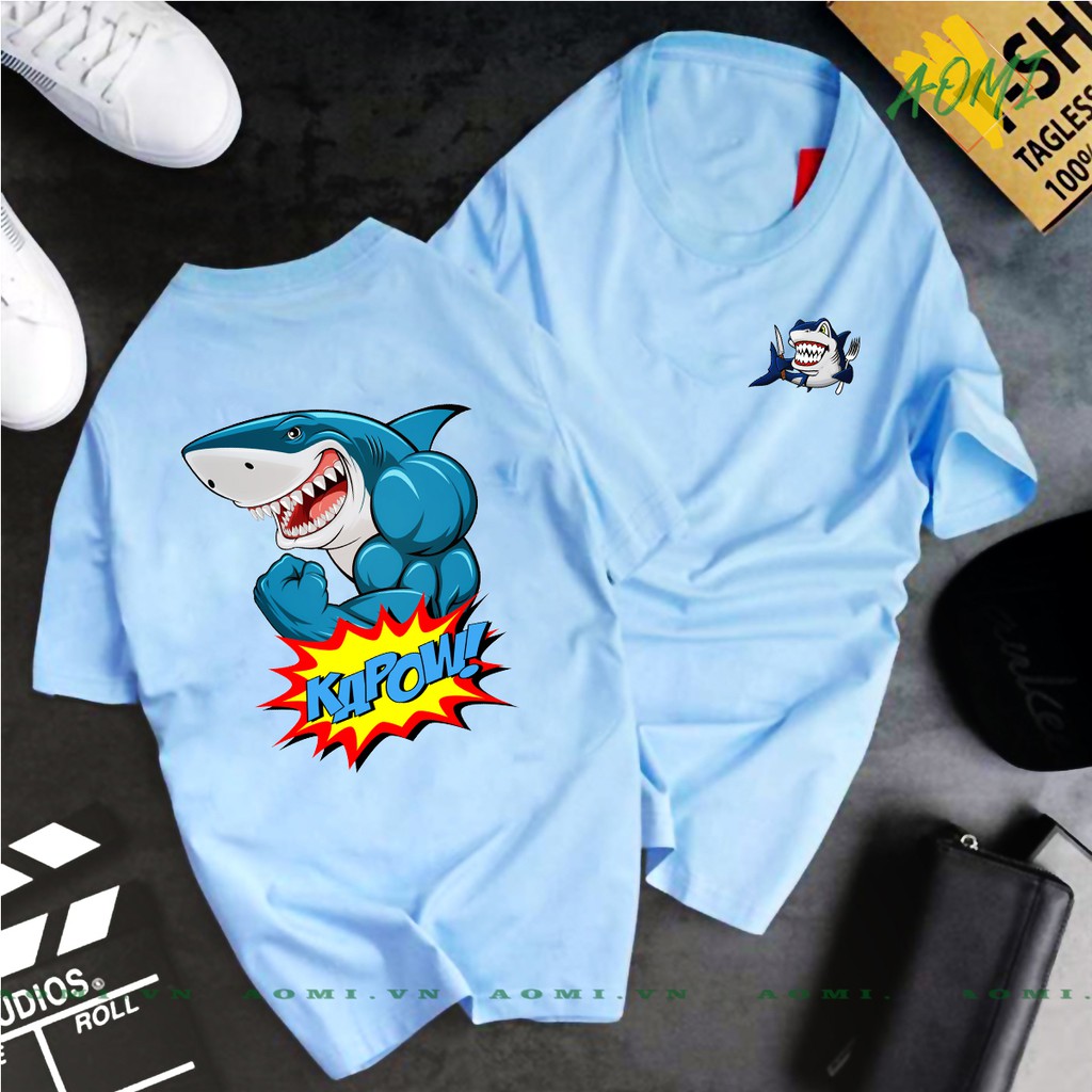 ÁO THUN CÁ MẬP UNISEX AOMI SHARK DINNER SHARK GYM KAPOW TAY NGẮN TAY LỠ NAM NỮ CHẤT LƯỢNG CAO