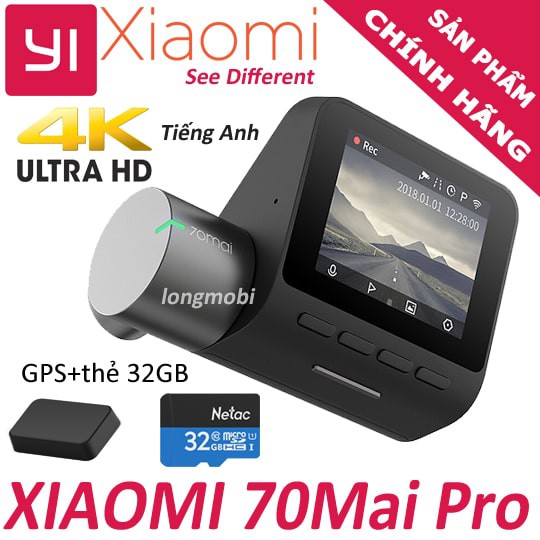 70MAI PRO - CAMERA HÀNH TRÌNH 4K, WIFI CẢM BIẾN SONY Tặng thẻ 32GB + GPS