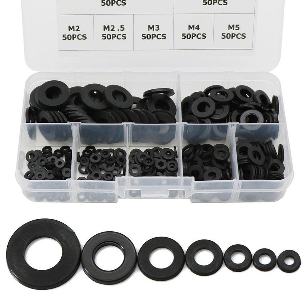 Bộ 350 Vòng Đệm Phẳng 7 Kích Cỡ M2 / M2.5 / M3 / M4 / M5 / M6 / M8