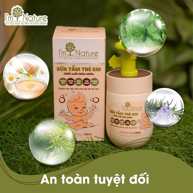 Sữa Tắm Trẻ Em Cho Bé I'M NATURE Ngừa Rôm Sảy - Cảm Gió 120ml