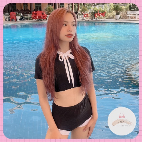[đồng giá 77k] ĐỒ BƠI NỮ KÍN ĐÁO PHỐI NƠ QUẦN CẠP CAO -JAMI-ATD67