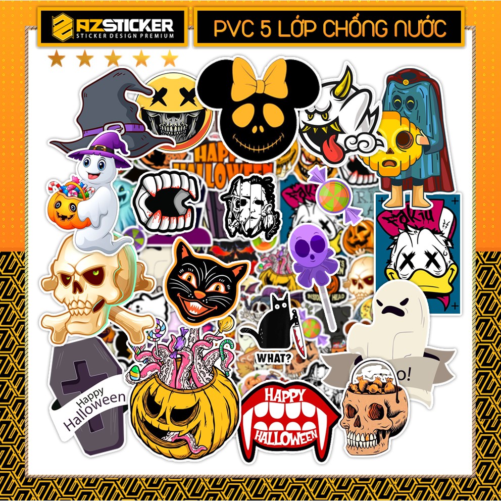 Set Sticker Dán Laptop , Dán Điện Thoại , Dán Nón Bảo Hiểm , Dán Xe Máy , Xe Đạp Điện | Hình Dán Haloween