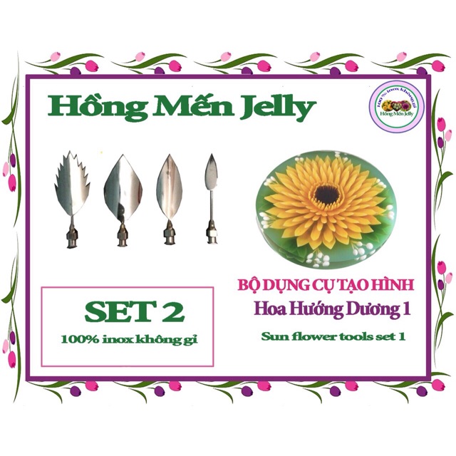 Set2 Bộ Kim Làm thạch 3D hoa Hướng Dương 4kim