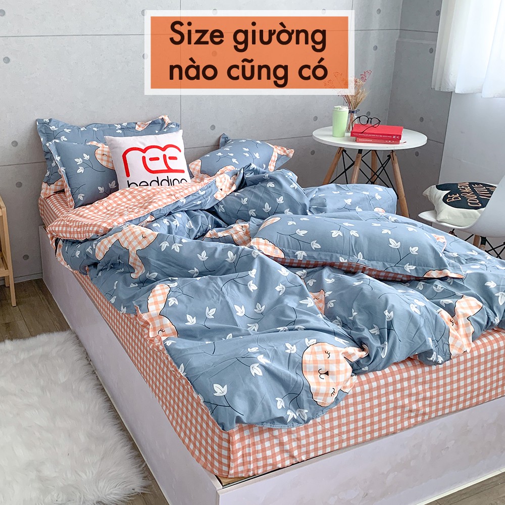 Bộ chăn ga gối Poly cotton REE Bedding đủ size giường nệm Thỏ Xanh ulzzang hàn quốc PLC107