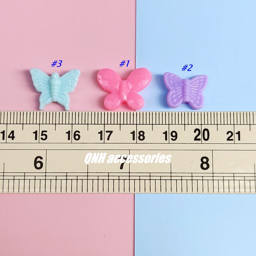 Gói 10g  hạt nhựa acrylic hình tim, ngôi sao, nơ, bướm làm trang sức