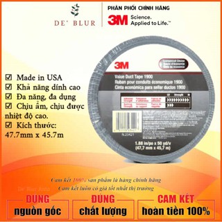 <MỸ> Băng Keo Vải Siêu Cường Đa Dụng 3M Chính Hãng Màu Bạc Value Duct Tape 1900 Sliver