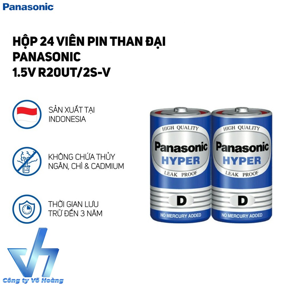 Bộ 4 pin D dùng cho bếp gas - Panasonic carbon D - R20UT (Xanh)