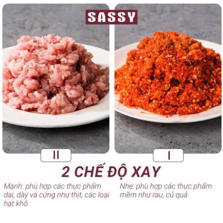 Máy xay thịt đa năng 4 lưỡi dao dung tích 1.5L công suất lớn Sassy HR-618 - Đồ dùng nhà bếp, xay thực phẩm cho bé ăn dặm