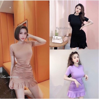 Đầm ôm body tím nhún thân hot trend💟