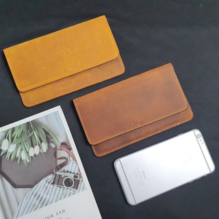 Ví dài da bò sáp đựng điện thoại, thẻ, tiền cao cấp WL106, BH 3 năm