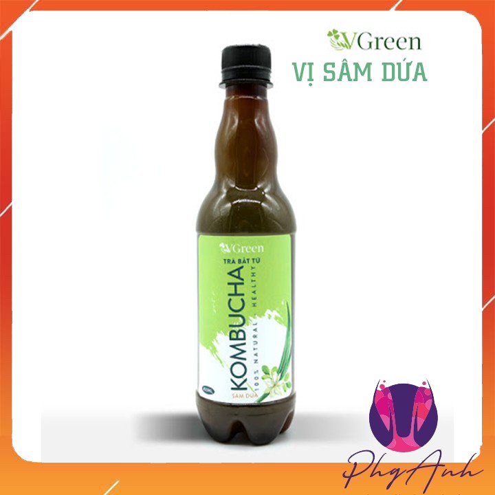 Trà bất tử Kombucha Vgreen chai nhựa 330ml Combo 5 chai