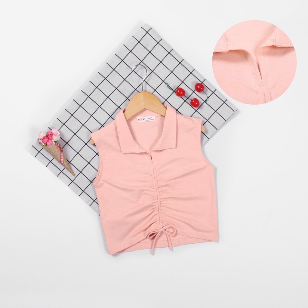 2205.ÁO THUN CỔ BẺ DÂY RÚT THẮT NƠ