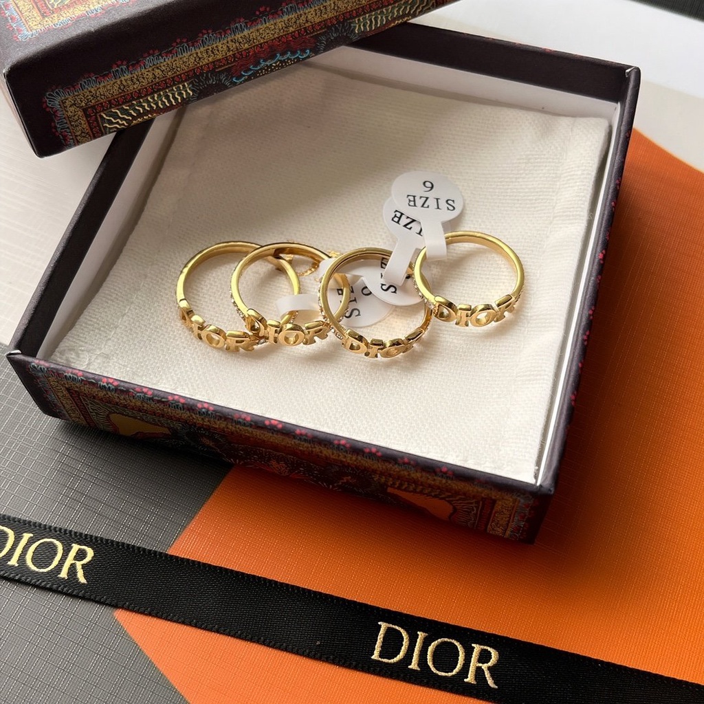 Nhẫn Đeo Tay Dior Xi Mạ Vàng / Bạc 925 Có Chữ Phong Cách Hàn Quốc Cho Nữ