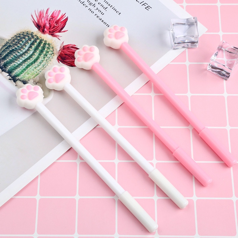 Set 2 Bút Bi Mực Đen Ngòi 0.5mm Hình Móng Mèo Dễ Thương
