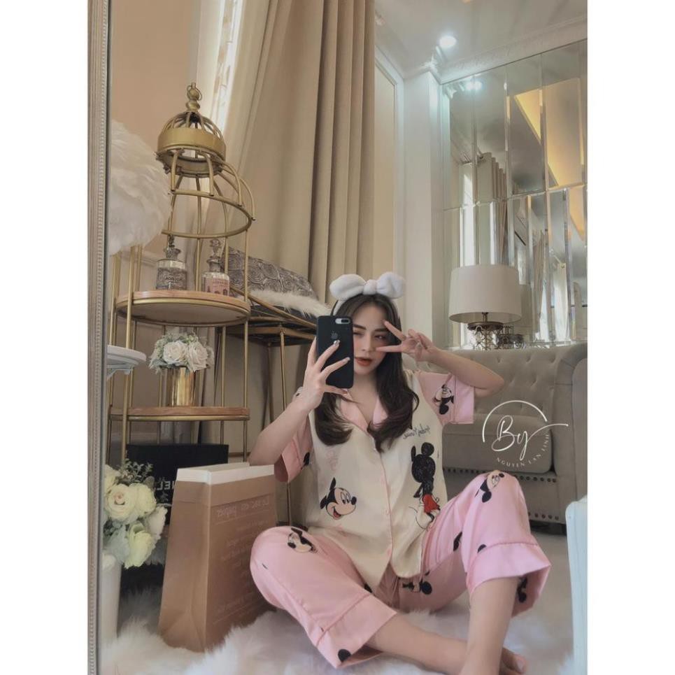 Pijama Lụa SATIN, LATIN nhà SAM chuột mickey siêu xinh, kute pho mai que Form dưới 60 kí  ྆ ༴