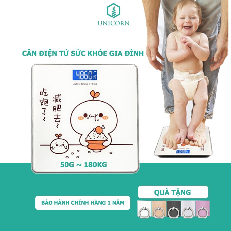Cân Điện Tử Sức Khỏe,Cân Điện Tử Gia Đình Max 180kg,Màn Hình Led Họa Tiết Meme Dễ Thương