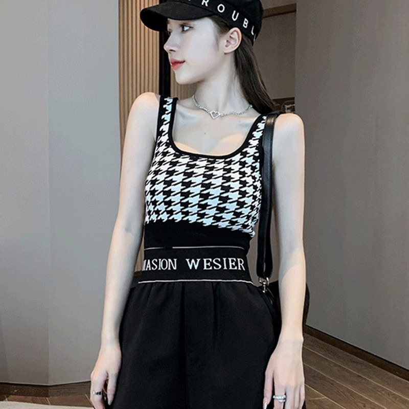 Áo Lửng Hai Dây In Họa Tiết Phong Cách Hàn Quốc Quyến Rũ Dành Cho Nữ