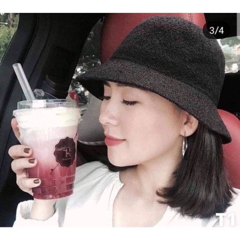 Mũ cói chữ M thời trang sanh điều