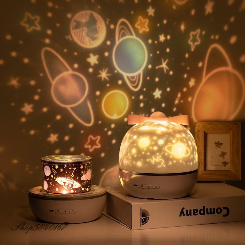 Dynamic Projector Lamp New Star Night Light Projector Constellation Night Lamp Bedroom Nightlight Kids Baby Children Room Light Bluetooth Speaker Music