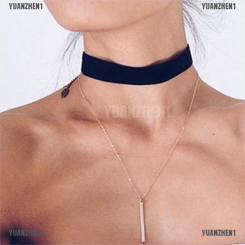 [YUANZHEN1] Vòng Cổ Choker Nhung Đen Handmade Phong Cách Gothic Cổ Điển