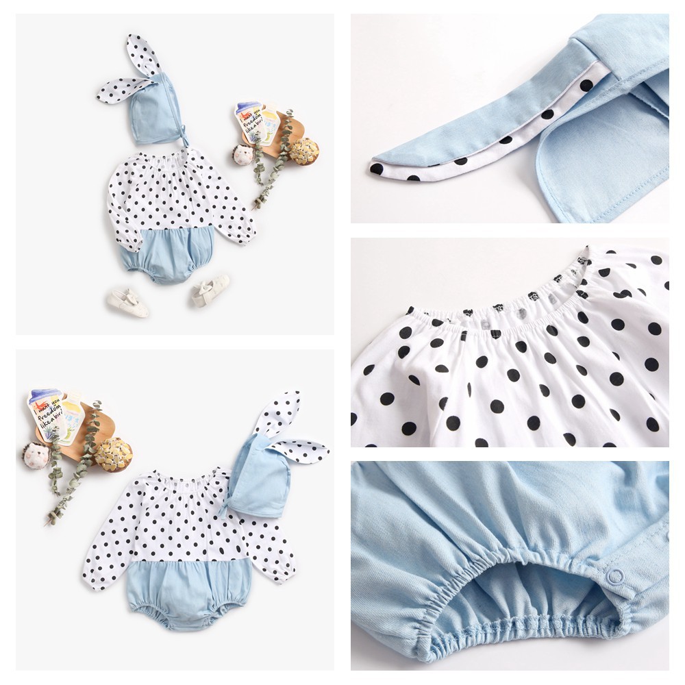 Áo Liền Quần Sanlutoz Tay Dài Họa Tiết Chấm Bi Dễ Thương Cho Bé Gái