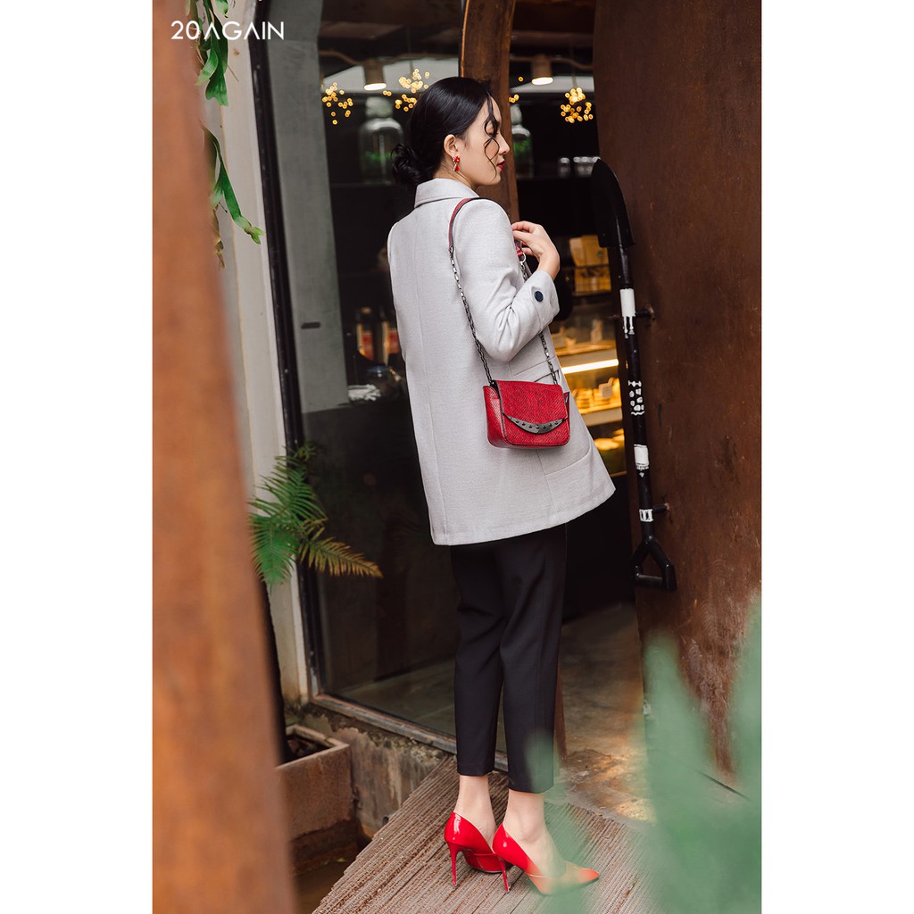 Áo khoác dạ cúc bấm 20AGAIN, dáng dài, cổ vest, dạ lì KDA1502 | BigBuy360 - bigbuy360.vn