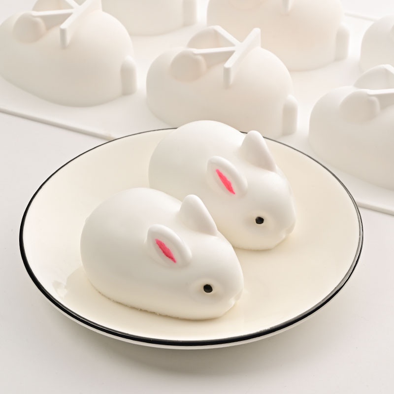 Khuôn Silicone Làm Bánh Hình Thỏ 3D Chống Dính Tiện Dụng